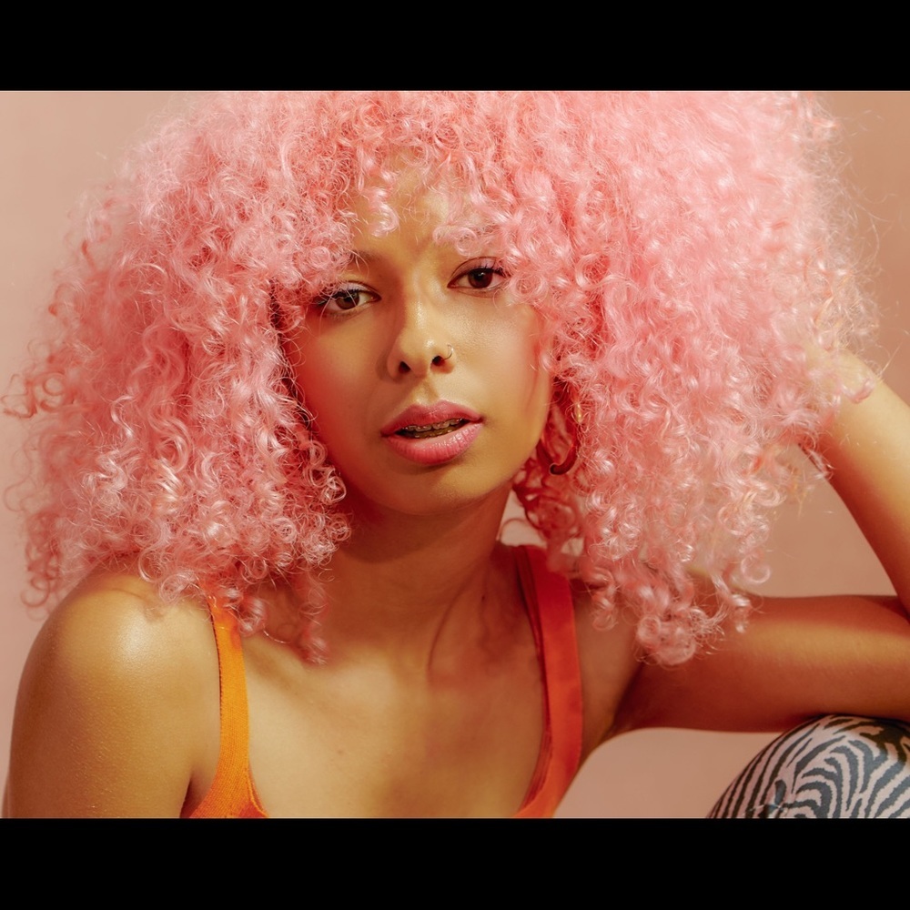 PINK Short Kinky Curly Afro Wig